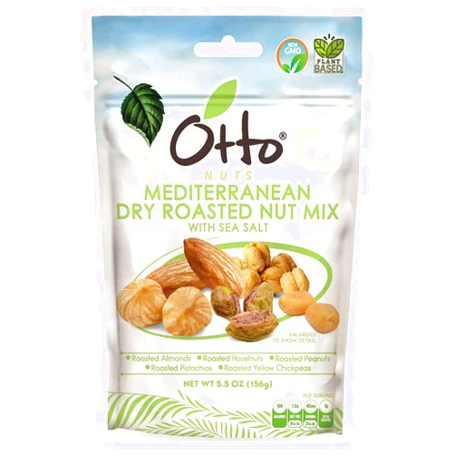 OTTONUTS Otto Nuts - Mediterranean Dry Roasted Nut Mix with Sea Salt, Non-GMO Naturally Vegan Snack, Mixed Nuts | 5.5 OZ with Resealable Bag