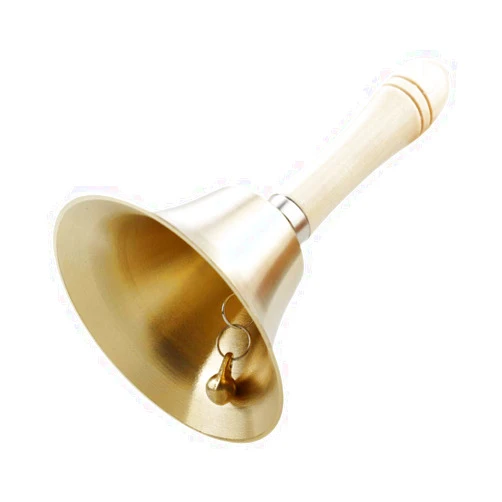 Sopcone Hand Bell Extra Loud Solid Brass Call Bell Handbells with Wooden Handle Multi-Purpose for School, Churchl, Hotel, Christmas and Wedding Service (8cm)