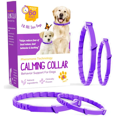 NHZ Calming Collar for Dogs, Dog Anxiety Relief, Adjustable Dog Calming Collar, Sustained Release Pheromone, Suitable for All Dogs with Separation Anxiety&Stress&Fear, Easily Fit in New Environment, 4Pcs