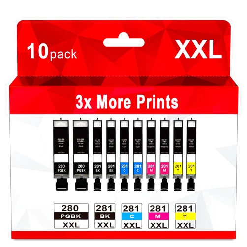 Skyink Compatible 280XL 281XL Ink Cartridge Replacement for Canon PGI-280 CLI-281 XL 280xxl 281xxl Value 10 Pack for TR8620a TR8520 TR8620 TR8600 TR7520 TS6120 TS6220 TS9120 TS6320 Printer
