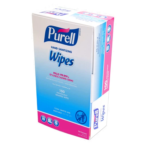 Purell Premoistened Sanitizing Hand Wipes,Fragrance Free, 100/Box