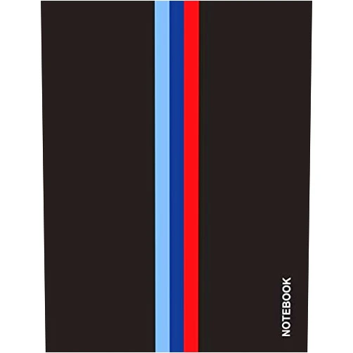 Vik Publishing Notebook: M-Colored Stripes - Large 8.5 x 11 - College Ruled 110 Pages | Black Symmetry