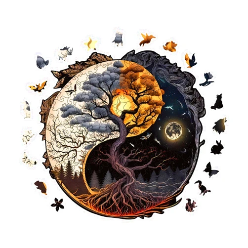 WHJSG Wooden Puzzles for Adults, 200 Pieces Tree of Life Puzzle Uniquely Irregular Animal Shaped Wooden Jigsaw Puzzles, Creative Gift for Teenagers and Adults