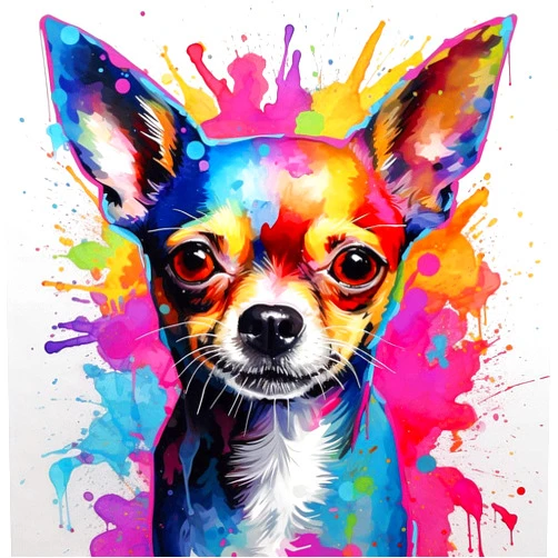 ArioU DIY Painting by Numbers Kits for Adults Oil Painting HandPainted Drawing Canvas for Pictures by Numbers Home Decor Gift,Abstract Graffiti Colorful Chihuahua dog ，40x40cm，without frame