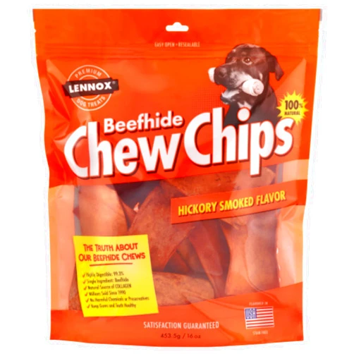 The Rawhide Express Beefhide Chew Chips Hickory Flavored 1 Pound Bag (Makes a Great Reward or Treat)