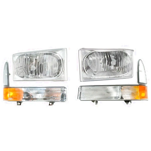 GYoYRoc Headlights Chrome Set For Excursion F250 F350 F450 F550 Super Duty 4Pc