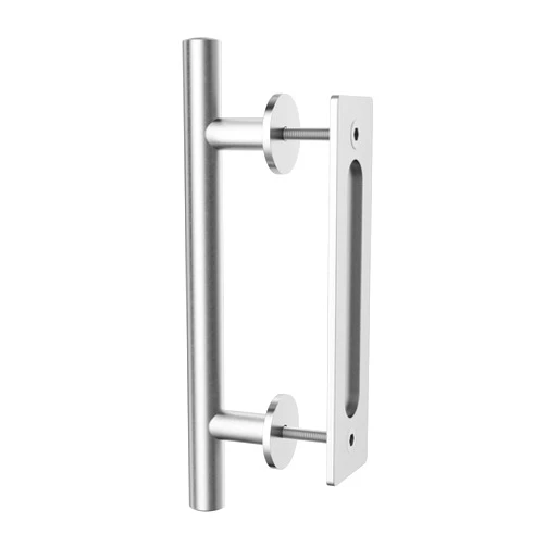 Hahaemall Stainless Steel 12 Inch Heavy Duty Sliding Barn Door Handle, Sliding Door Handle, Pull and Flush Hardware Set (Round)