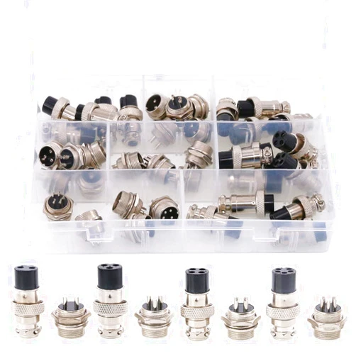 Hilitchi 40-Pieces 2 3 4 5 Pin 16mm Thread Male Female Panel Metal Aviation Wire Wire Connector Plug Assortment Kit (2 Pin / 3 Pin / 4 Pin / 5Pin)