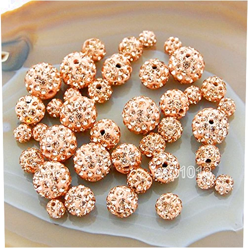 AD Beads 30Pcs Quality Czech Crystal Rhinestones Pave Clay Round 6mm,8mm,10mm,12mm (12mm, Champagne)