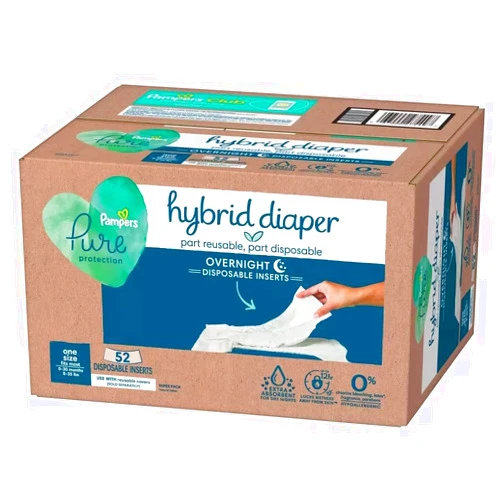 Pampers Pure Protection Hybrid Diaper Overnight Disposable Inserts - 52 Count, One Size