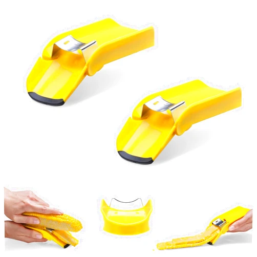Generic Fast Corn Cob Seperater & Peeler， Corn Peeler from Corn on the Cob,Quick Corn Kernel Cutter Tool， Easily Peel Your Corn Cobs，corn Thresher from the Cob, Yellow