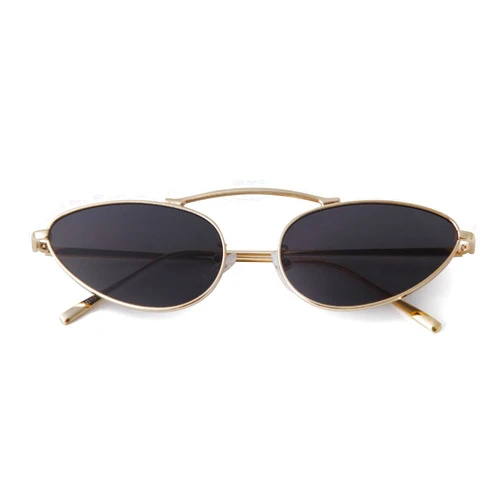 PEGH Retro Oval Cat Eye Sunglasses for Women Triangle Metal Flat Top Sun Glasses Fashion Narrow Cateye Sunnies Driving Party