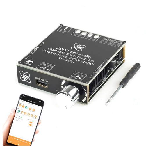 AUGUESLD XY-C160H 160W+160W Bluetooth Power Amplifier Board with TDA7498E Chip 160W*2 Power Output(PMPO),Wide Voltage Input12-36V Audio Power Amplifier Module for DIY Bluetooth Speakers