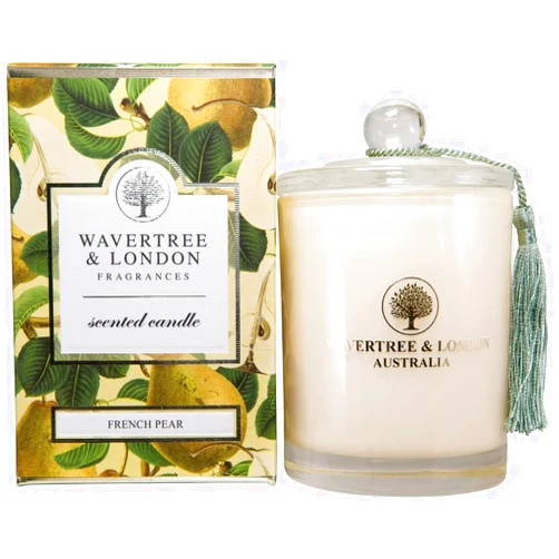Wavertree & London Organic French Pear Scent Soy Wax Candle | Non Toxic 100% Cotton Wick Triple Scented Pure Natural Soy Wax Candles, Hand Poured in Australia | 60 Hours Burning Time, 11.66 Oz