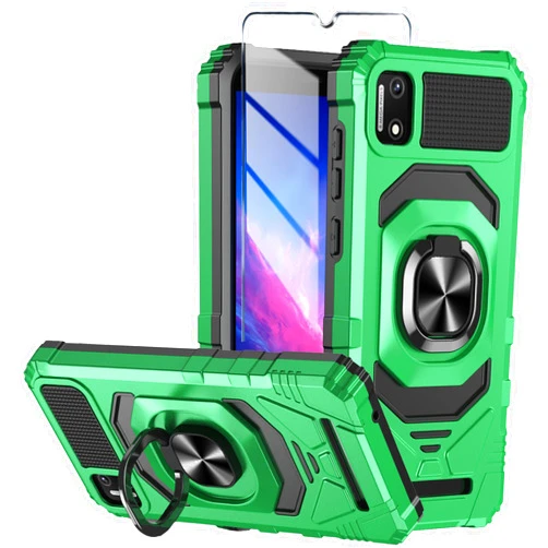 Mocotto for Cloud Mobile Stratus C7 Phone Case with Tempered Glass Screen Protector,Military Grade Heavy Duty Shockproof Protective Cover,with Ring Kickstand for Cloud Stratus C7 (Green)
