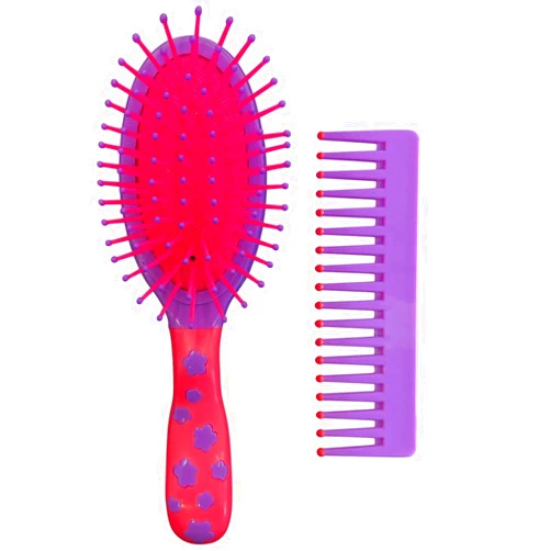 Scunci 2-Piece Girl Set Cushion Brush and Comb in Assorted Colors (1-Pack)