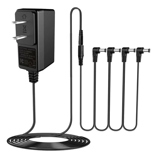 JOYO DC 9V Guitar Pedal Power Supply (800mA -1A) AC Wall Charger Adapter with 4 Way Daisy Chain Pedal Cables (8.8 FT), Compatible for Most Effect Pedals (Tip Negative)