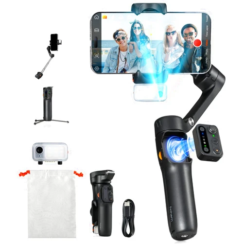 hohem iSteady V3 Gimbal Stabilizer for iPhone, 3-Axis Phone Gimbal, Magnetic AI Tracker, Built-in Extendable Rod & Tripod, Detachable Remote Control, Gimbal Stabilizer for Travel, Vlog, TikTok, Black