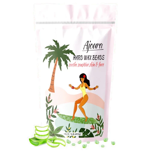 Ajoura Wax Beads, Ajoura 1lb Hard Wax Beans for Sensitive Skin Hair Removal, Aloe Wax for Full Body, Bikini, Face, Eyebrow, Back, Chest, Legs, Armpit, Upper Lip, Home Refill wax for Wax Warmer Kit (Green)