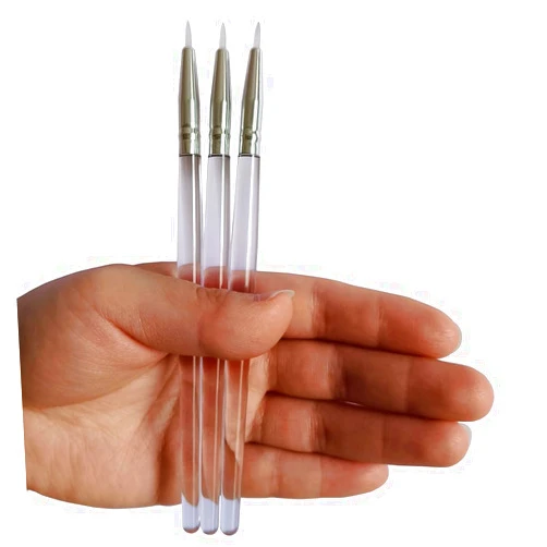 LORMAY Silicone Eyeliner Brushes for Metallic Glitter Shimmer Eyeshadow, Nail Sequins Nail Sticker Colorful Hearts，Gel or Liquid Eyeliner Along Lash Lines (3pcs, transparent handles)