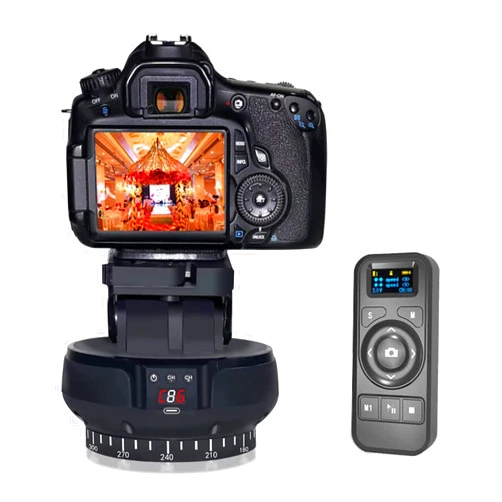 VBESTLIFE 2.4G Electronic Camera Tripod Head, Motorized Panoramic Tripod Head + 360° Rotation + Tilt ±35° + Remote Control, Works with Mobile Phone, DSLR Camera