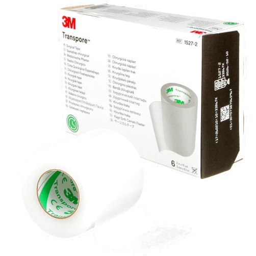 Transpore 3M™ Transpore™ Surgical Tape, 1527-2, 2 in x 10 yd (5 cm x 9.1 m), 6 Roll/Carton, 10 Carton/Case