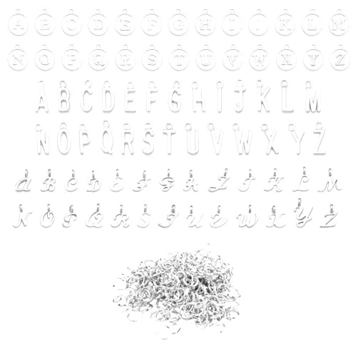 156pcs/6 Sets A-Z Letter Charms for Jewelry Making, 3 Designs Initial Charms Mini ABC Alphabet Pendants with 200pcs Open Jump Rings for DIY Bracelet Necklace Craft (Silver)