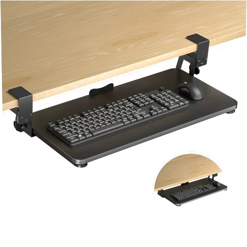 XINLEI Keyboard Tray Under Desk Large C-Clamp 25.6” (30” Including Clamps) x 11.8” Slide-Out Platform Computer Drawer Pull Out Keyboard & Mouse Tray Black DSF4