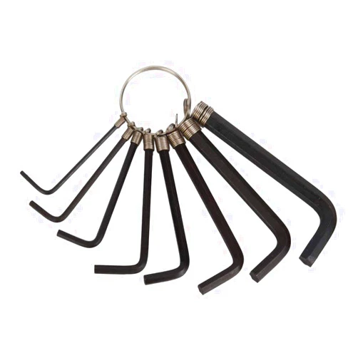 WIROJ 8 pcs Hexagon Key Wrench Set with Keychain Allen Wrench Bike Repair Tool, L Shape, Wrench Size: 1.5mm, 2mm, 2.5mm, 3mm, 3.5mm, 4mm, 5mm, 6mm (Black)