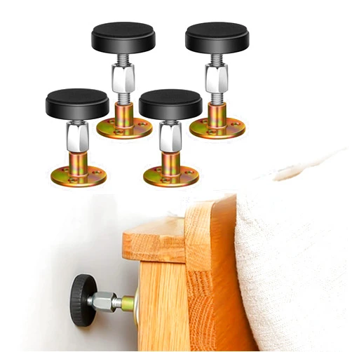 Krisler Adjustable Threaded Bed Frame Anti-Shake Tool, Headboard Stoppers, Bedside Anti Shake Tool for Beds Cabinets Sofas, 4PCs, 30-68mm