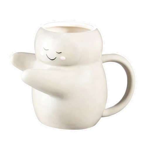 LADEVOU Sculpted Hug Earthenware Mug 15.55 oz Cream -15.89 oz Gray(15.89 oz Gray)