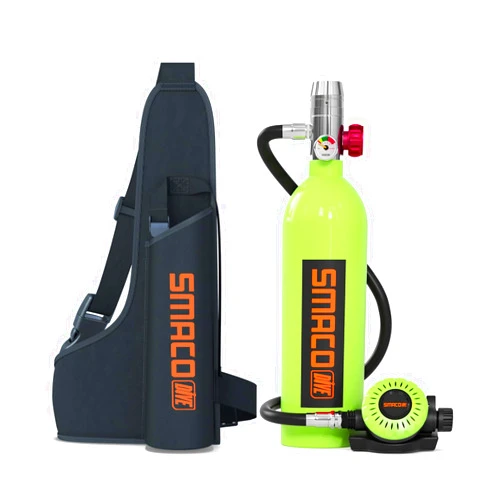 SMACO Scuba Tank Diving Gear for Diver 1L Mini Scuba Tank Small Diving Oxygen Cylinder up to 20 Minutes Dive Time Portable Diving Tank Kit for Underwater Exploration Emergency Rescue Pony Bottle S400
