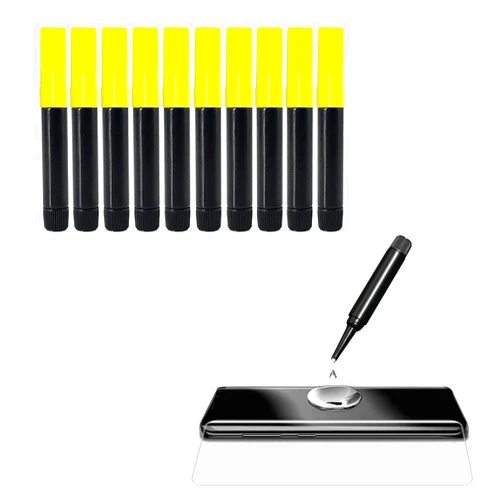 Akcoo [10 Pack] UV Adhesive for UV Tempered Glass film,[Rapid solidification][Fingerprint Unlock compatible][Easy to remove] Loca UV Glue for all models of UV Screen Protector