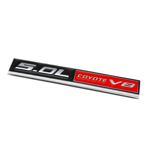 Auto Dynasty Metal Emblem Decal Logo Trim Badge 5.0L Coyote V8 (Black & Red)