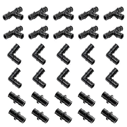 LIONMAX 1/2'' Pex A Expansion Fittings Kit, LIONMAX Poly Pex A Fittings 30 PCS, include Elbow(10 PCS)+Tee(10 PCS)+Coupling(10 PCS), for Domestic Water and Hydronic Heating
