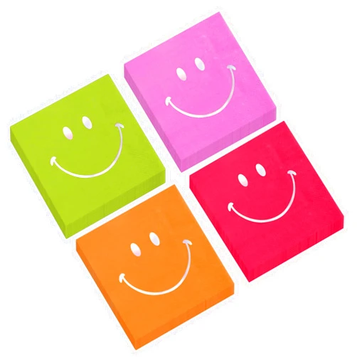 Quera 80 Pcs Smiling Face Party Napkins Paper Napkins Happy Pastel Birthday Party Decorations Cool Cocktail Napkins Smile Face Dinner Dessert Napkins for Birthday Baby Shower Bachelorette Party.