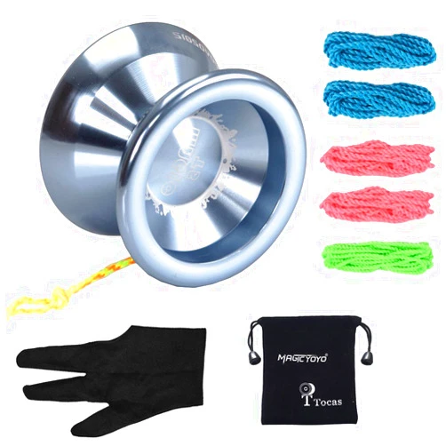 MAGICYOYO T5 Professional Unresponsive Yoyo for Kids, Adults Yoyos, Advanced Yoyoers Tricks, Magic Yoyo Metal with Glove+ Bag+ 5 Yo-Yos Strings, Blue