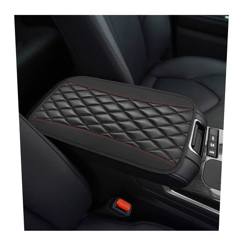 Ohleats Car Center Console Cushion Pad, PU Leather Waterproof Auto Armrest Box Cover Protector, Comfortable Armrest Seat Box Cover Mat, Universal Car Accessories for SUV Truck (Black)