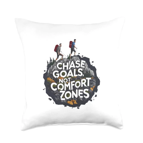Enjoy the Adventure Vintage Outdoor Hiking Boots Chase Goals Not Comfort Zones for a Hiker Throw Pillow