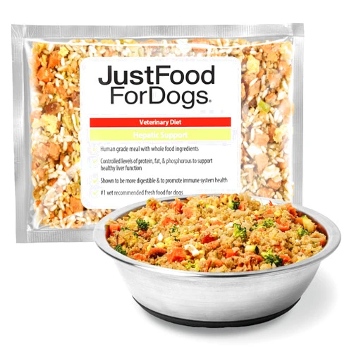 JustFoodForDogs Frozen Fresh Dog Food for Liver Health, RX Hepatic Support Low-Fat Human Grade Dog Food, 18 oz (Pack of 7)