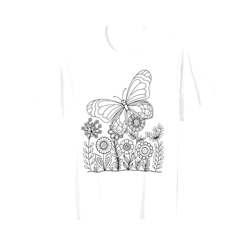 Coloring Shirt And Painting Children Clothing Butterfly Motif For Children To Color And Paint T-Shirt