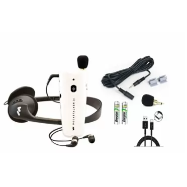 Williams Sound PockeTalker 2.0 Sound Amplifier with Headphone & Earbud Rechargeable Batteries and Micro USB Charging Cable