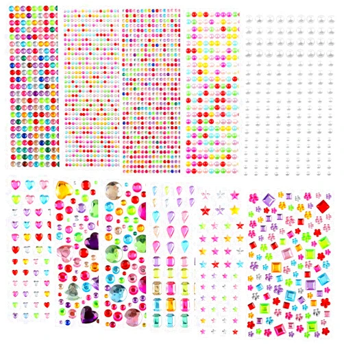 WLEAD 3042pcs Gem Stickers Jewels for Crafts - Self Adhesive Rhinestone Jewel Stickers, Stick on Gems Rhinestones for Crafts, Acrylic Bling Heart Stickers, Craft Supplies