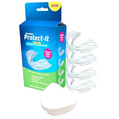 Dentemp Protect-It Custom Fit Mouth Guard 4 Pack for Teeth Grinding at Night - Night Guards for Sleep