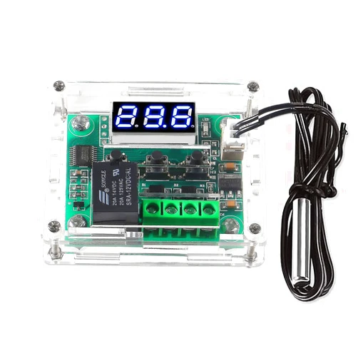 AEDIKO W1209 DC 12V Digital Temperature Controller Board Blue Digital Display Thermostat -50-110°C Electronic Temperature Temp Control Module Switch with Waterproof Case (1-Pack)