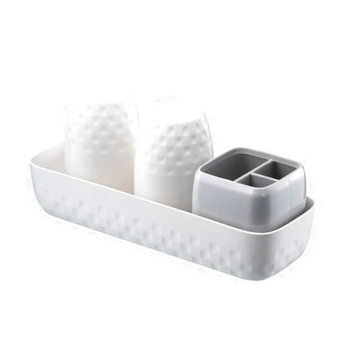 Boershun Kids Toothbrush Holder, Kid Toothbrush Holder for Bathroom Organizer, Electric Tooth Brush Toothpaste Holder for Kids, Kids Bathroom Accessories, Kids Bathroom Décor, White & Grey