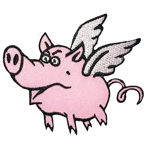 Papapatch Flying Pig Animal Wings Wild Hog Pet Sew on Iron on Embroidered Patch (Iron-Flying-Pig)