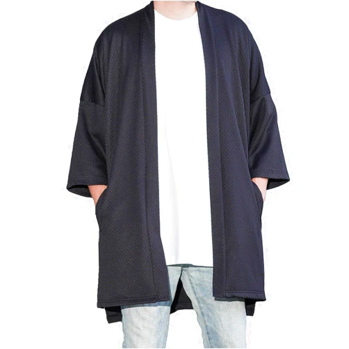 LOST IN BKK Men's Long Oversized Kimono Cardigan Noragi Street Jacket Haori Man Yukata Coat