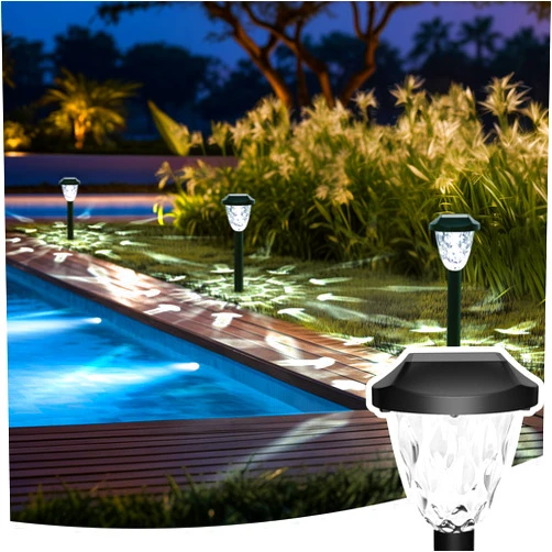 GIGALUMI 10 Pack Solar Outdoor Lights, Bright Solar Pathway Lights with Great Pattern, Waterproof Auto On/Off Solar Lights for Outside Garden Walkway Driveway Lawn Pathway