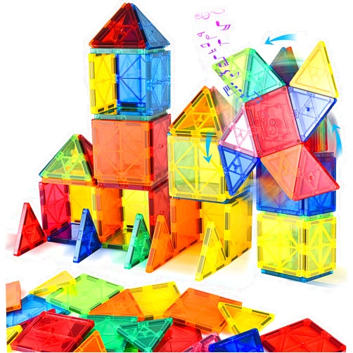 Asago Magnetic Tiles + Car + Musical Box, Magnet Tiles Building Toys Expanded Set, Block for Toddler 3-5, STEM Preschool Learning Toy Sensory Toy for Kids